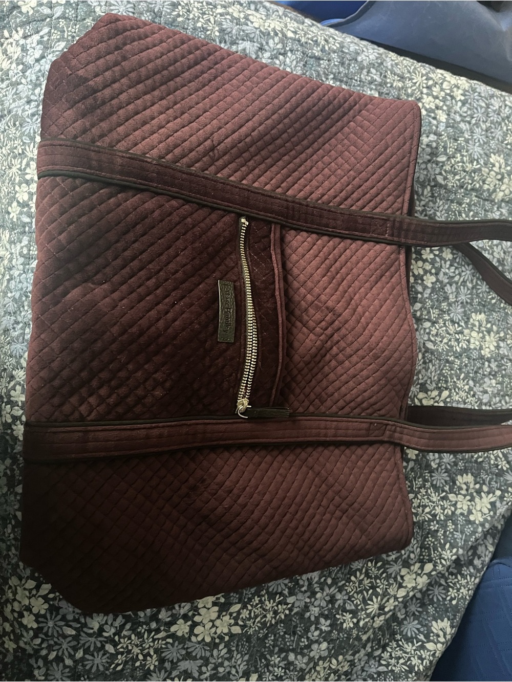 Vera Bradley Quilted Velvet Vera Large Tote Bag in BlackBerry Wine